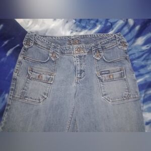 Vintage Sliver Jeans Cargo Front Pocket Bush Pants Denim Size 34